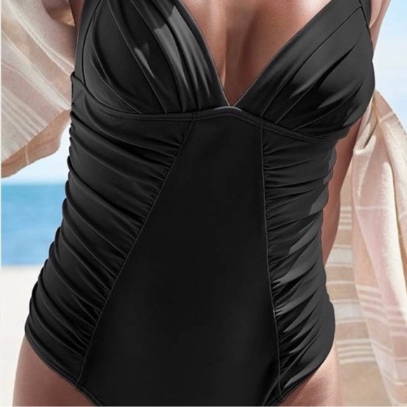 VENUS Black One Piece Swimsuit with Adjustable Straps SIZE 10 NWOT - Picture 3 of 16